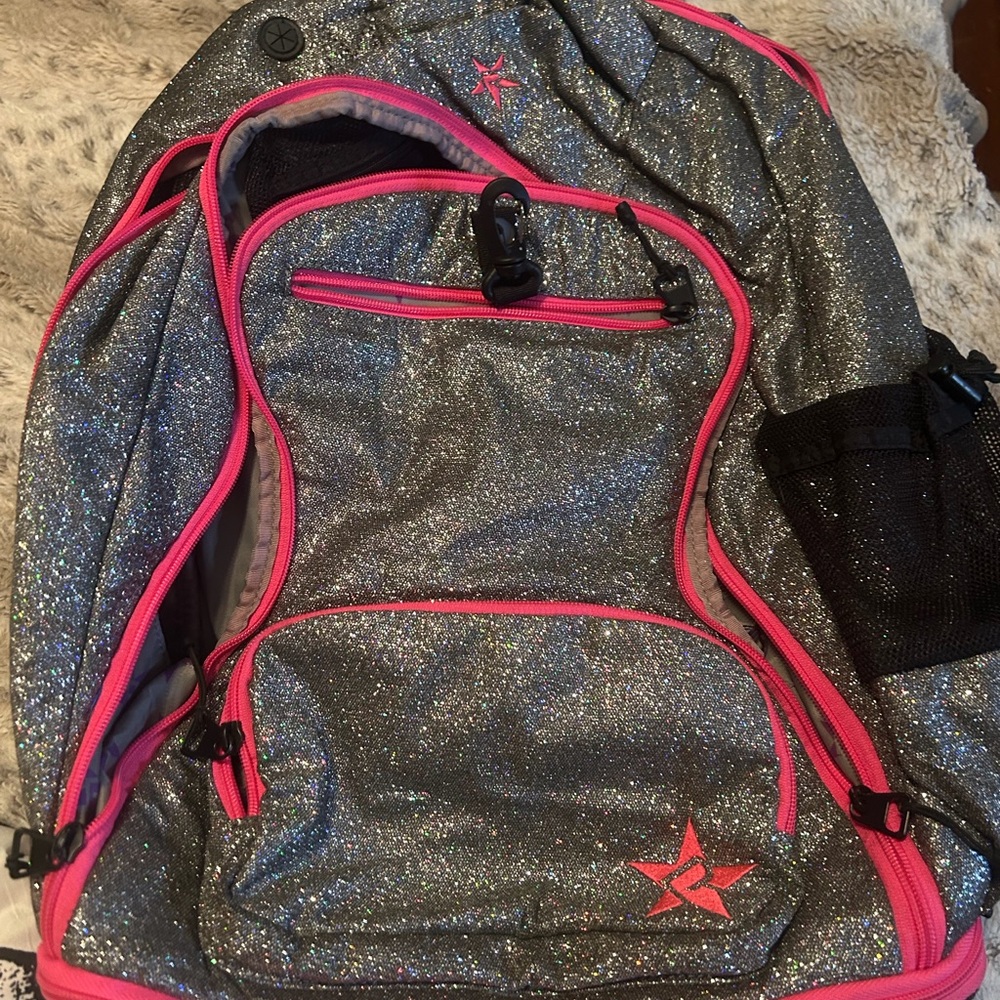 Glittery Kids Backpack with Pink Highlights